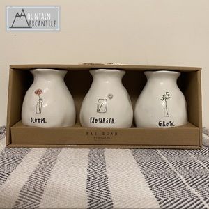 NEW Rae Dunn-BLOOM/FLOURISH/GROW Bud Vases